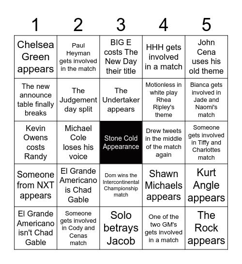 Wrestlemania 41 Vape card Bingo Card