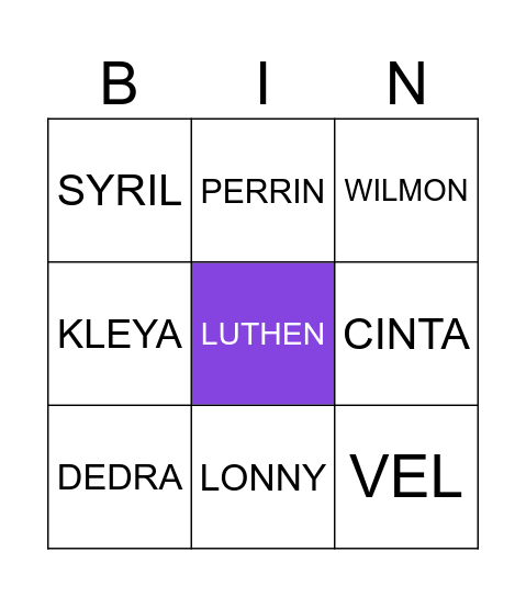 COLINS WANDOR BIN 2025 Bingo Card