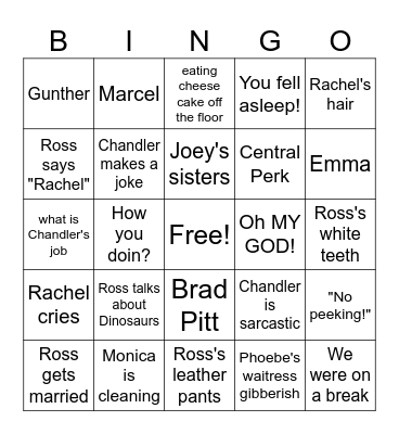 Friends Bingo Card