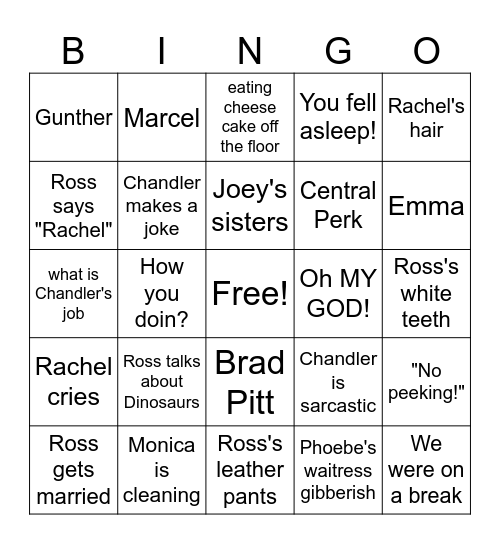 Friends Bingo Card