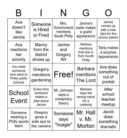 Abbott Elementary Bingo Card