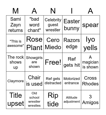 WRESTLE Bingo Card