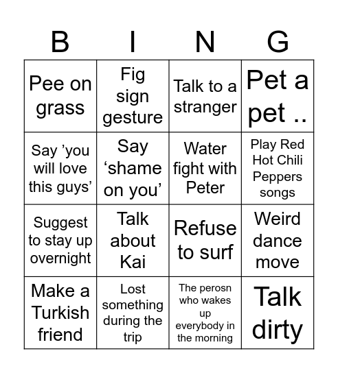 Yusuf Bingo Card