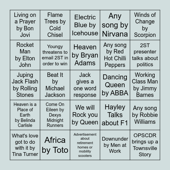 2ST Bingo (winner gets a free coffee) Bingo Card
