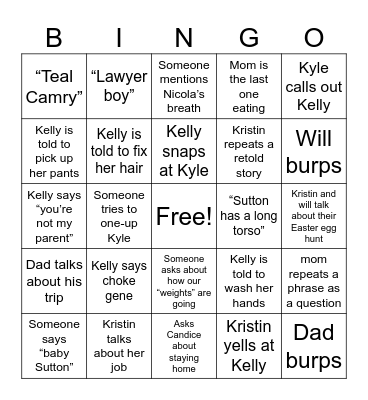 Easter Bingo Card