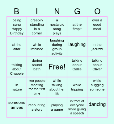 CRISTEN'S CRYING BINGO Card