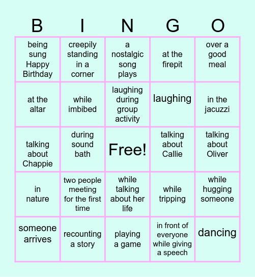 CRISTEN'S CRYING BINGO Card