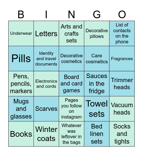 Declutter Bingo Card