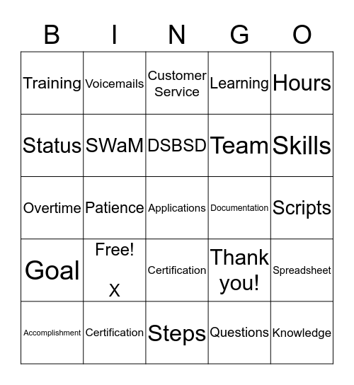 DSBSD Celebration! Bingo Card