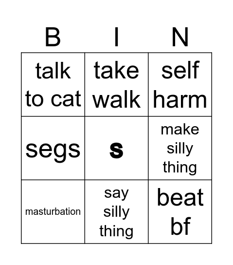 mentaly ill gf Bingo Card