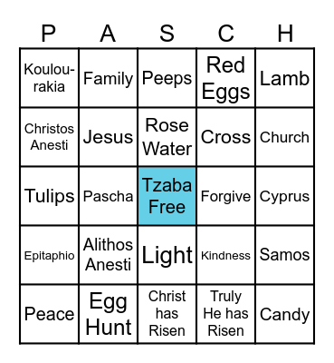 PASCHA BINGO Card