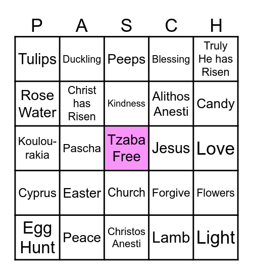 PASCHA BINGO Card