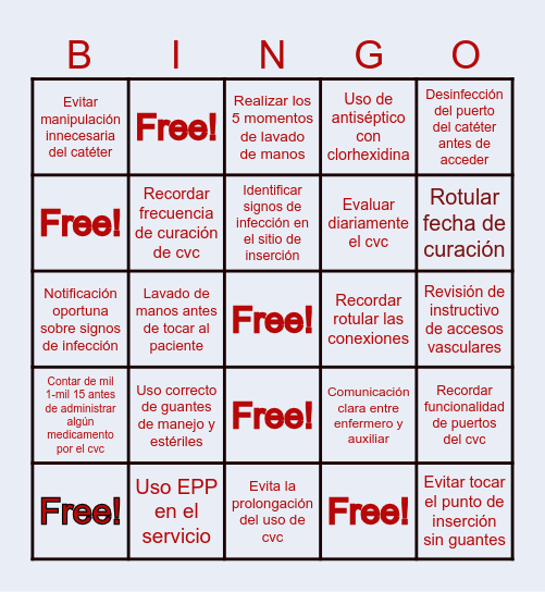 ¡CERO BACTERIEMIAS! Bingo Card