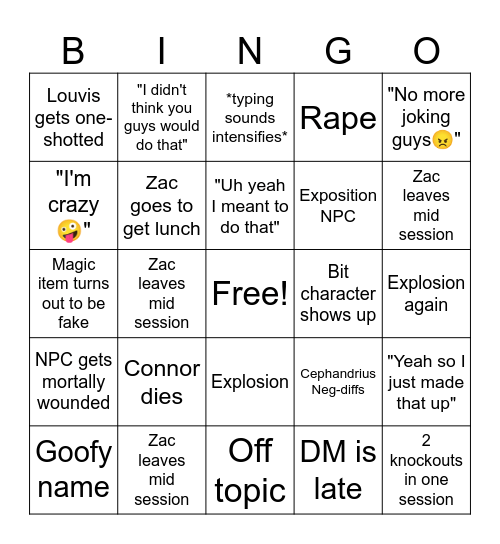 Fall of Strahd Bingo Card