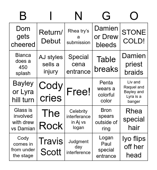 Night 2 Bingo Card