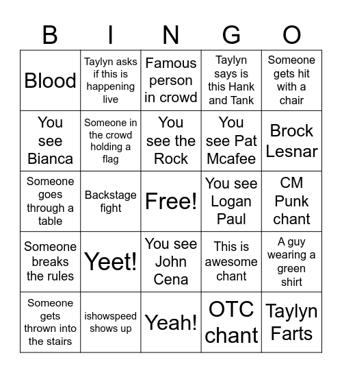 Easter WrestleMania Bingo Card