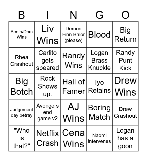 Wrestlemania N2 Bingo Card