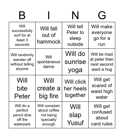 Hailey Bingo Card