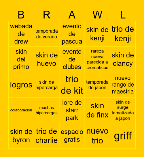 brawl talk mañana Bingo Card