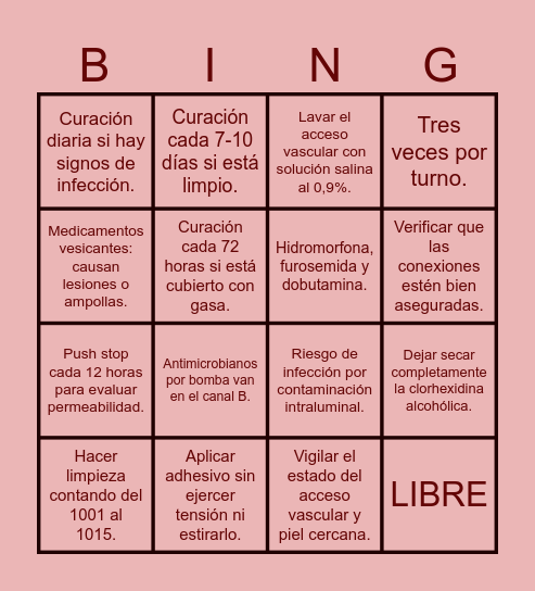 CERO BACTERIEMIAS Bingo Card