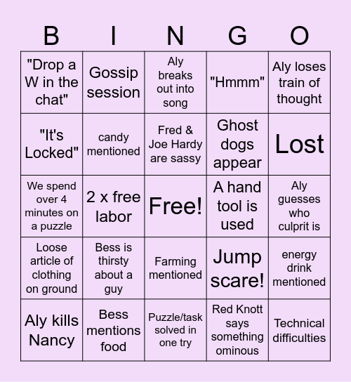 LGH BINGUS/BINGO "Ghost Dogs" Stream 2! Bingo Card