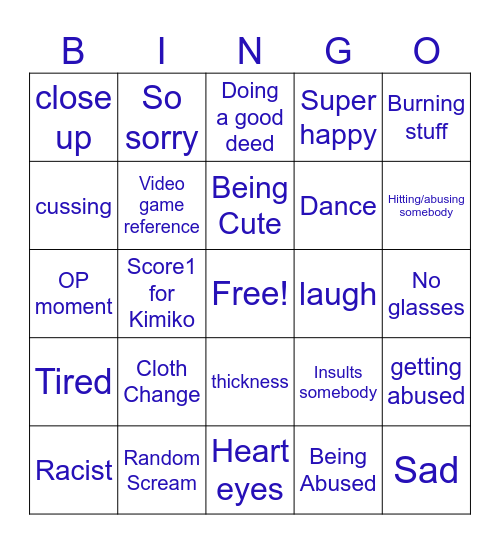 Test Bingo Card