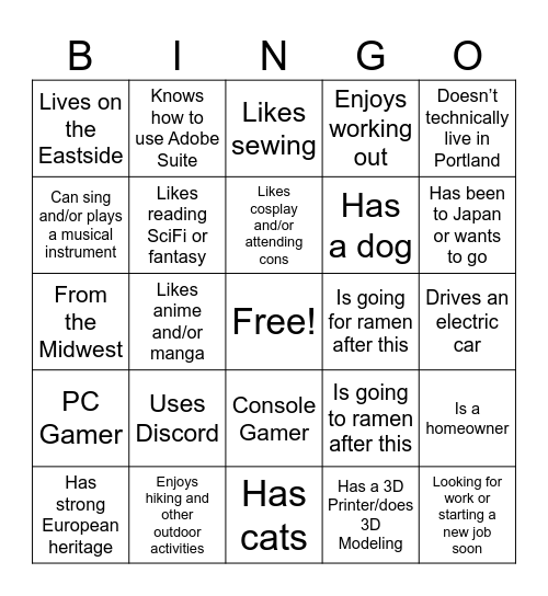 Birthday Ice Breaker Bingo Card
