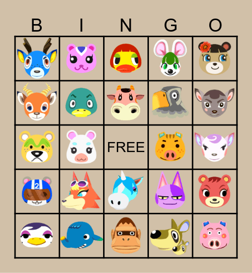 ACNH Villager Hunt Bingo Card