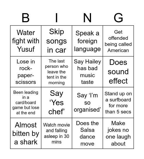 Peter Bingo Card