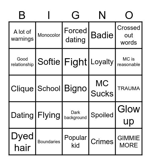 Gacha MV Bingo Card