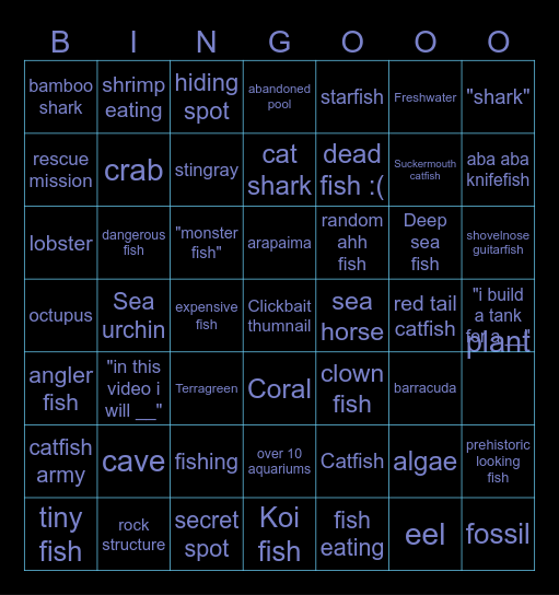 Fish Bingo Card