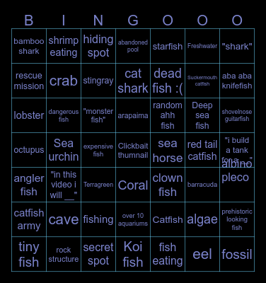 Fish Bingo Card