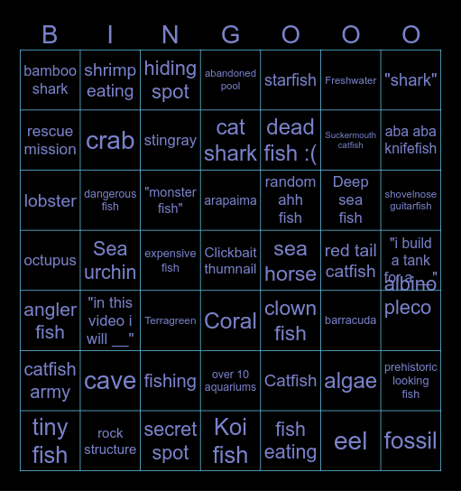 Fish Bingo Card