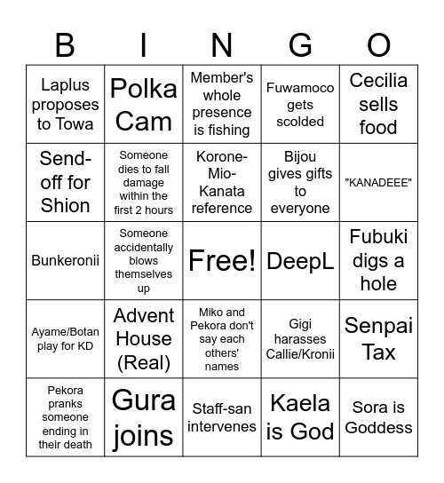Jordan's Epic HoloRust Bingo Card Bingo Card