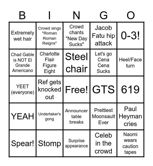 WRESTLEMANIA 41 BINGO Card