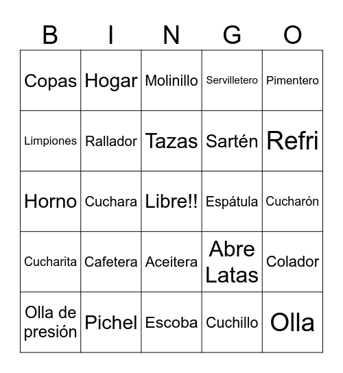 Te de Cocina Bingo Card