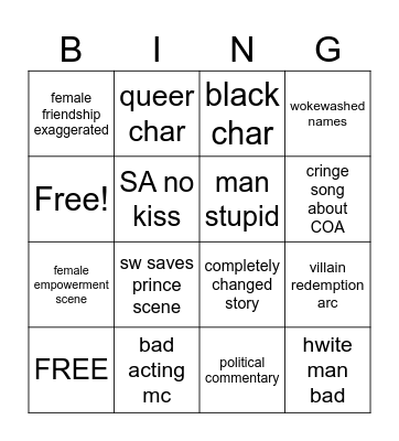 snow hwite Bingo Card