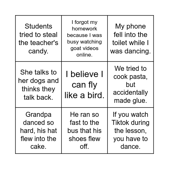 Paraphrasing Patterns Bingo Card