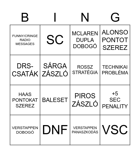 SZAÚDI NAGYDÍJ Bingo Card