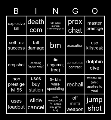 Warzone Bingo (S3) Bingo Card
