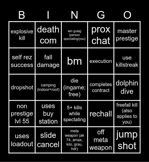 Warzone Bingo (S3) Bingo Card