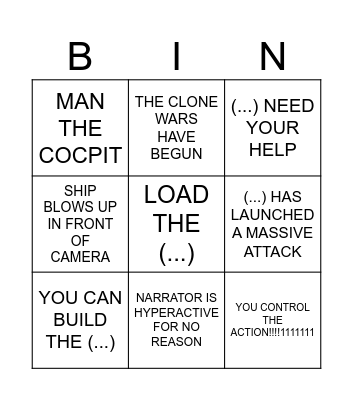 Lego Star Wars commercial bingo Card