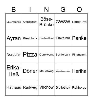 Wedding & Gesundbrunnen Bingo Card