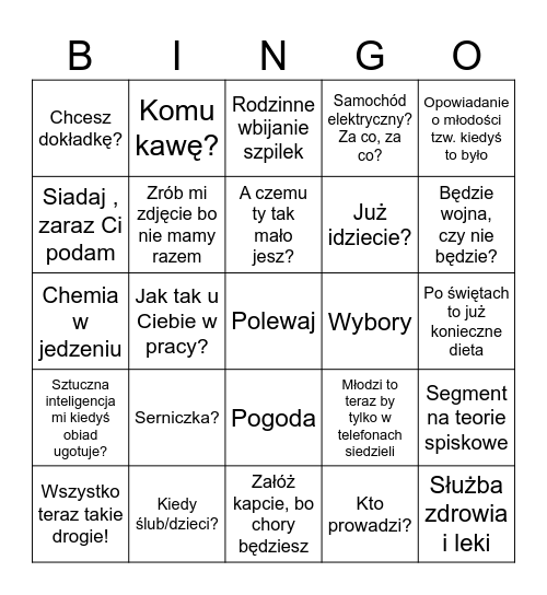 Wielkanocne bingo Card