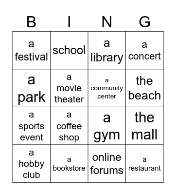 Creating Connections Bingo Card