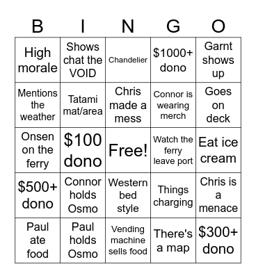 CMPs D7.5 FERRY Bingo Card