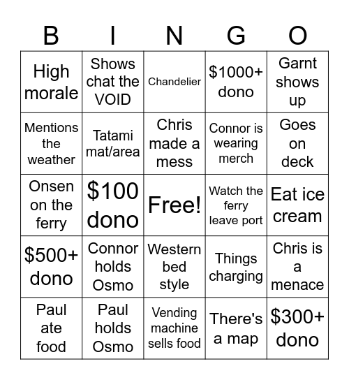 CMPs D7.5 FERRY Bingo Card