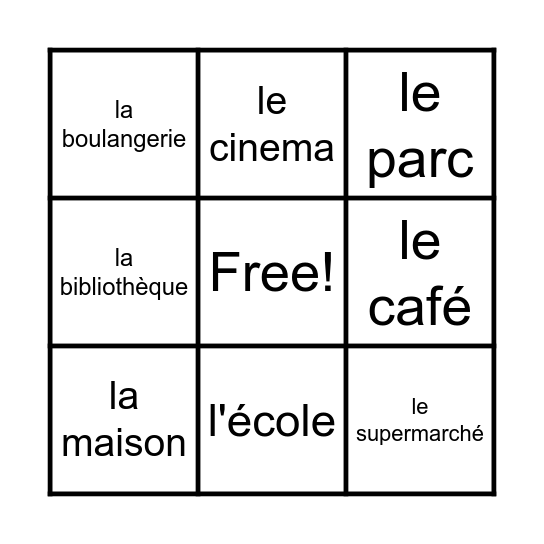 ma ville Bingo Card