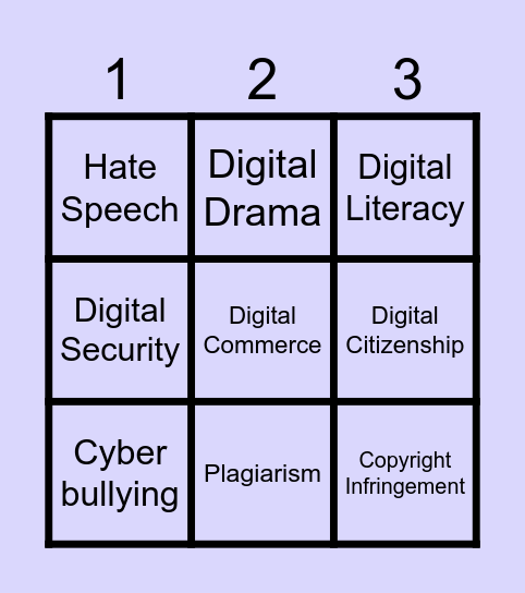 DIGITAL CITIZENSHIP BINGO Card