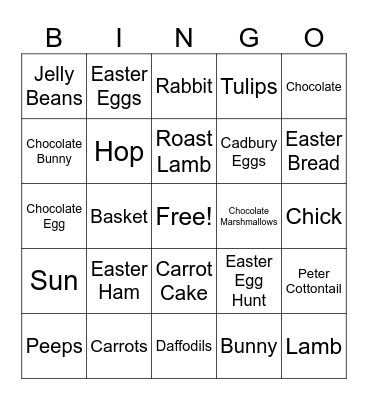 Easter Bingo - Fun Things Bingo Card